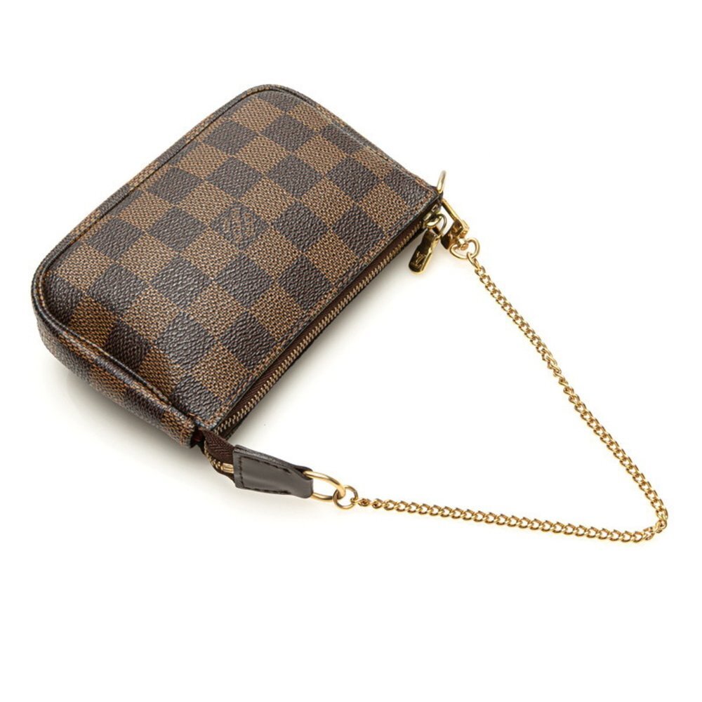 LOUIS VUITTON Authentic Brown Damier Leather Pochette Mini Bag - Picture 4 of 9